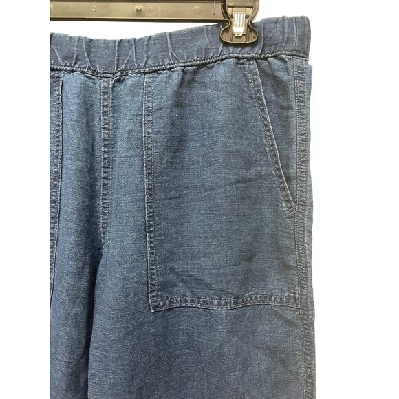 Banana Republic Wide Leg Linen Pants Womens Medium Petite Blue Casual Relaxed - Picture 6 of 7